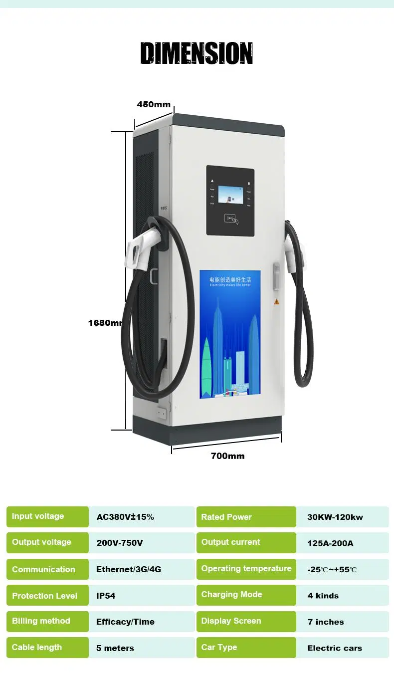 Outdoor DC EV Charger 120kw with Dual Guns for Commercial Building Charging Station