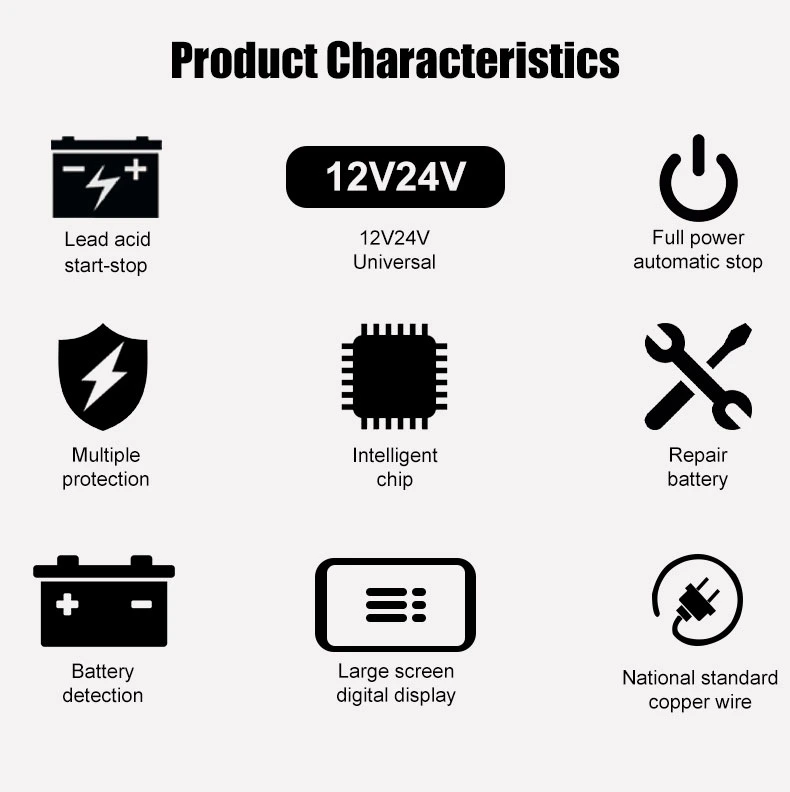 24V 5A 7-Stage Lead Acid AGM Motorcycle Car Battery Charger 12V 10A Smart LCD Display Automatic Charger